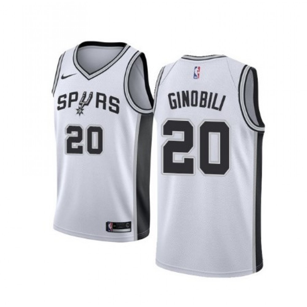 Men's San Antonio Spurs Manu Ginobili #20 White 2020/21 Swingman Jersey - Association Edition-Pro Kit Vault | Brand New 26/27 Sports Jerseys